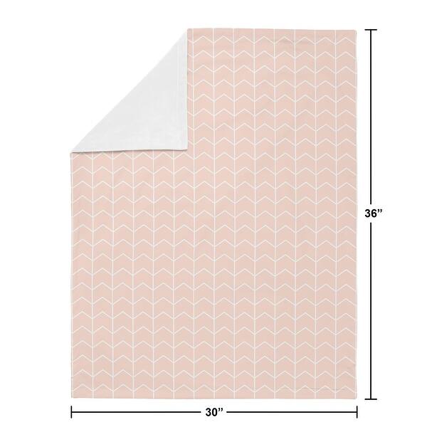 Pink Chevron Arrow Girl Baby Receiving Security Swaddle Blanket - Blush and White Watercolor Elephant Safari Collection