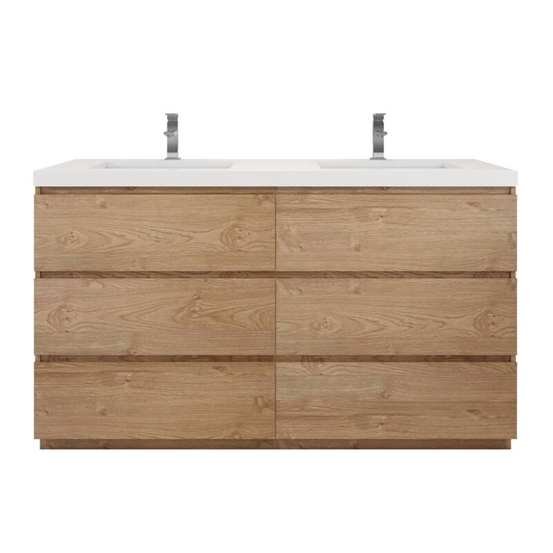 Aron 60'' Freestanding Vanity with Double Reinforced Acrylic Sink - 60'' Width - New England Wood