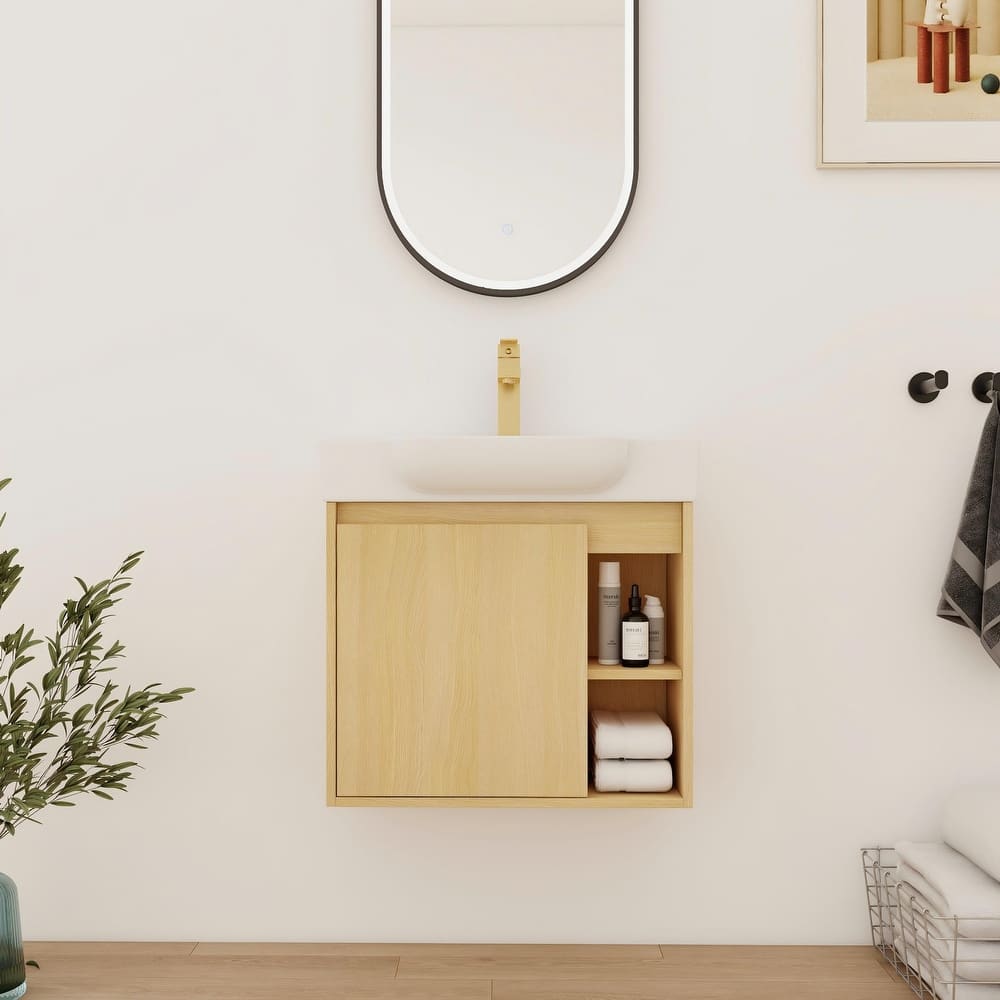 Bathroom Vanity With Sink In 24/28 Inch, Floating Bathroom Vanity With Soft Close Door