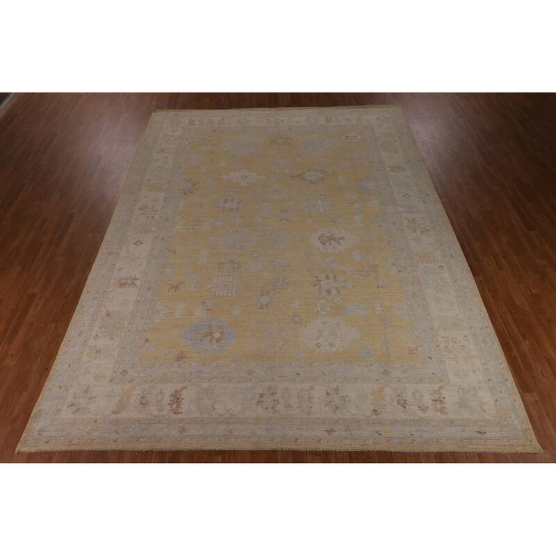 Vegetable Dye Oushak Turkish Large Rug Handmade Oriental Wool Carpet - 10'5"x 13'10"