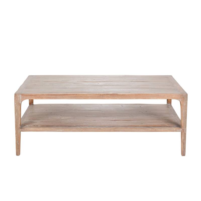 Tuley Coffee Table, Storage Shelf, Reclaimed Pine Wood, Gray, 48 Inch