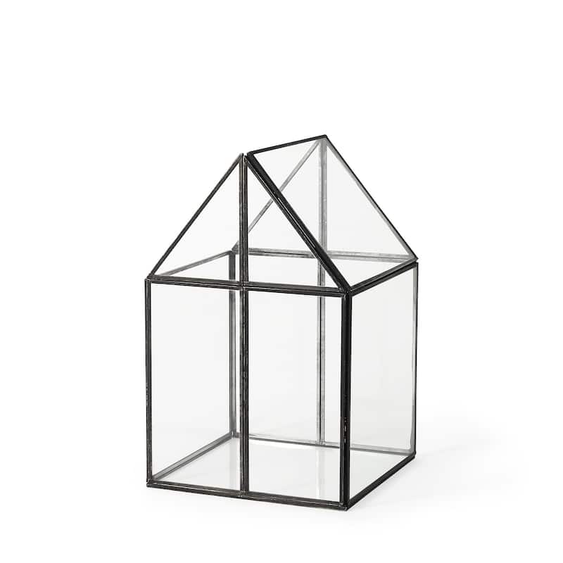 HomeRoots Clear Glass and Metal Terrarium Box