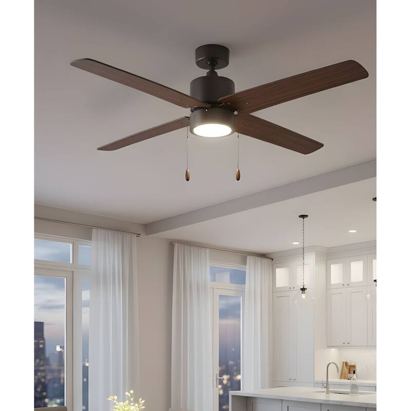 52" Aldea 4-Blade Ceiling Fan Oil Rubbed Bronze Finish and Walnut Blade Finish with Integrated LED Light