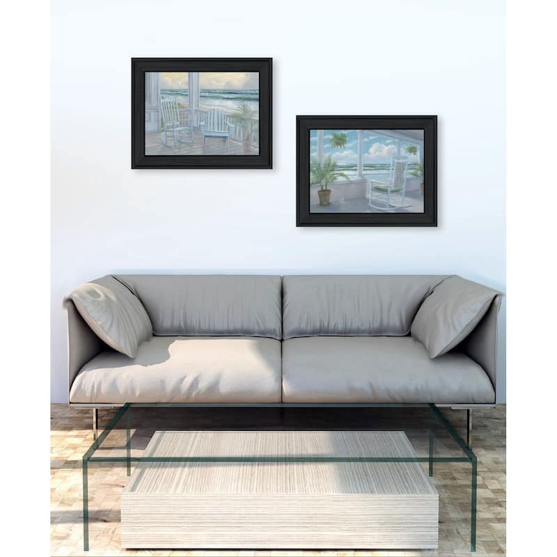 Trendy Decor 4U "Coastal Porch Relaxing" Printed Framed Wall Art by Georgia Janisse
