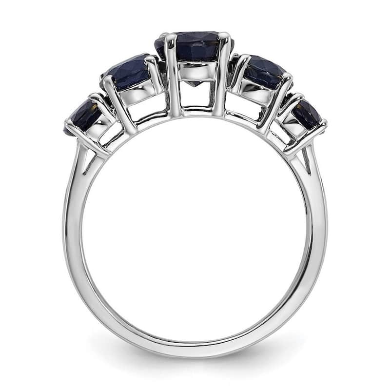 Curata 925 Sterling Silver Polished Open back Rhodium Dark Sapphire Ring