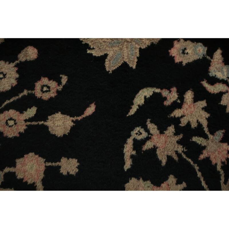 Hand Knotted Oriental 100% Wool Carpet Traditional Floral Black Agra Area Rug - 8' 7'' X 5' 9''