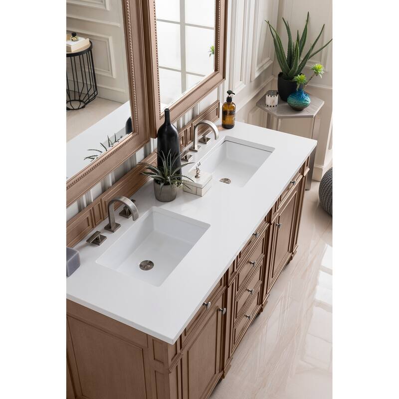 James Martin Vanities Bristol 60" Double Vanity, Whitewashed Walnut