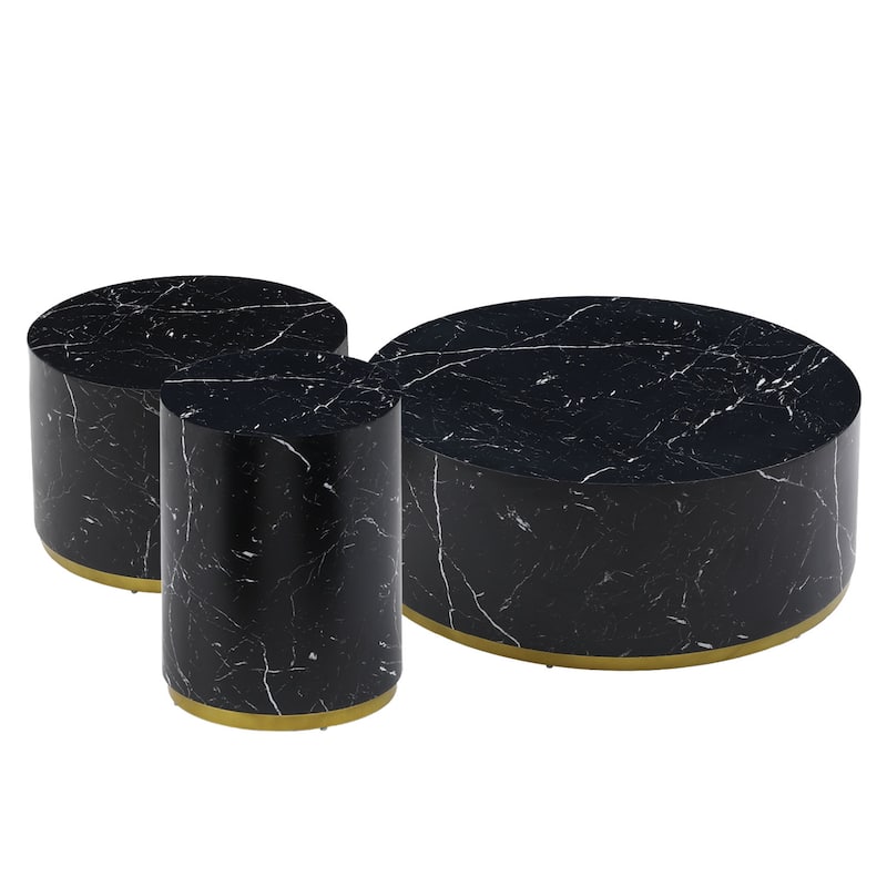 RUSTOWN Farhouse Round Coffee Table Set Of 2, Cocktail Table Set