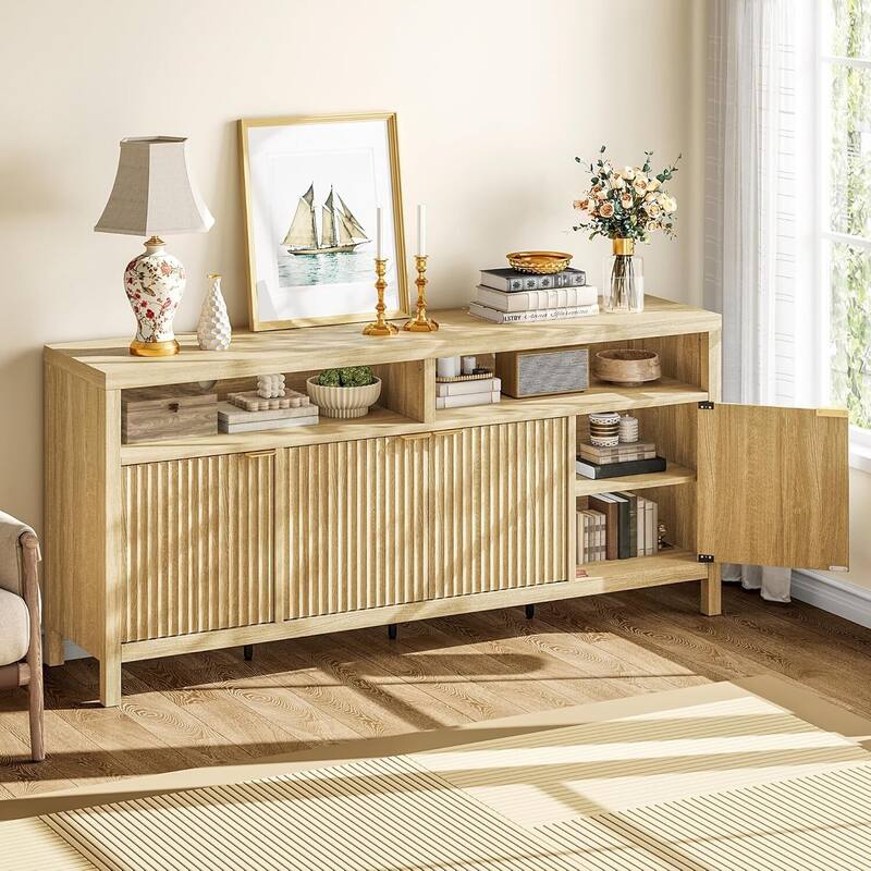 Modern Accent 65.8" Fluted Sideboard Cabinet, TV Stand for Living Room, Entryway - N/A