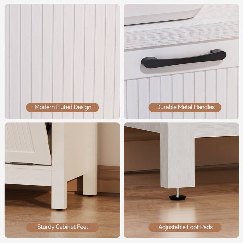 White 20 Gallon Double Tilt Out Trash Cabinet with 2 Drawers