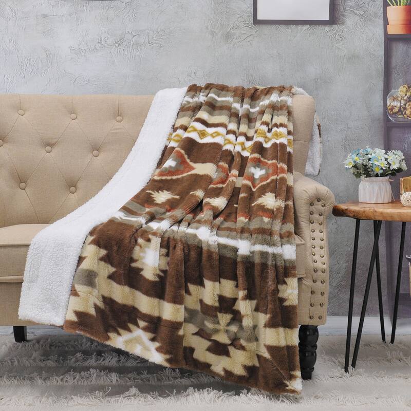 Fauxfur Southwest Throw with Sherpa Backing