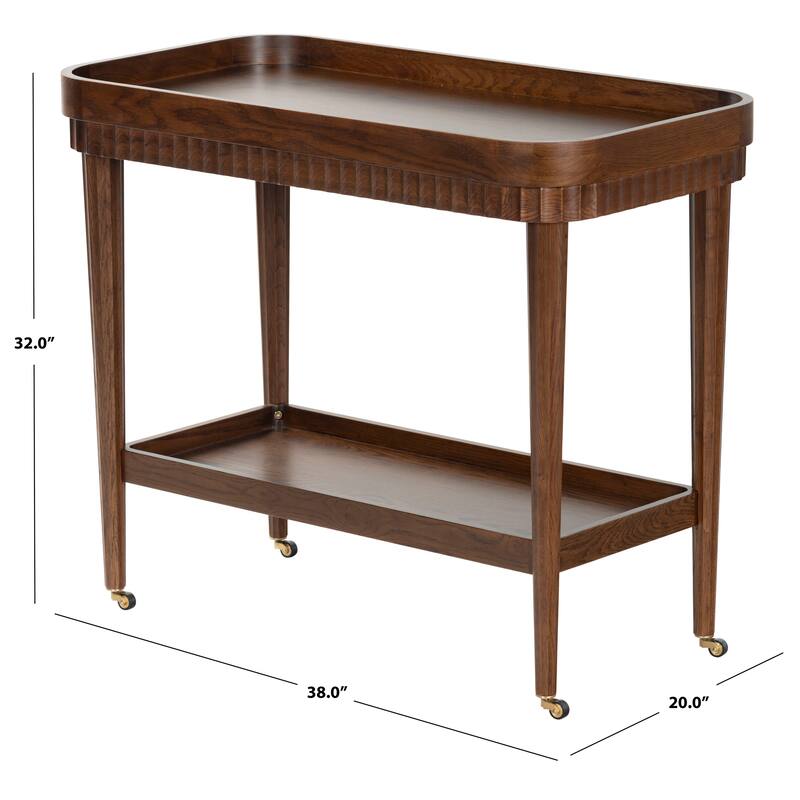 SAFAVIEH Couture Felicia Briana 2-Shelf Wood Bar cart - 38"W x 20"D x 32"H