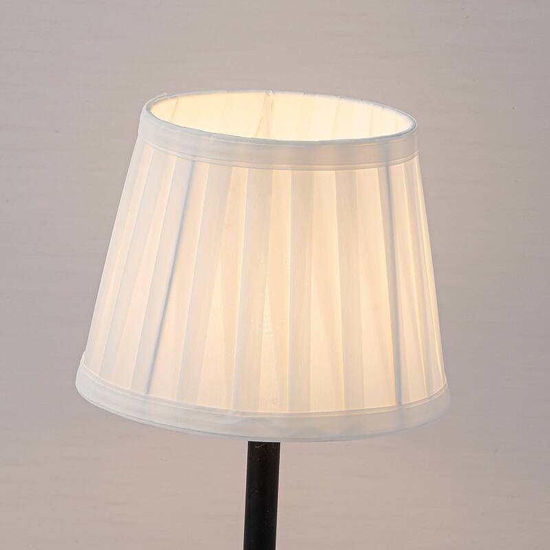 CraftHome 14'' Fabric Shade Rechargeable LED Table Lamp Touch Control Cordless USB Nightstand Lamp with Stepless Dimming - W6"