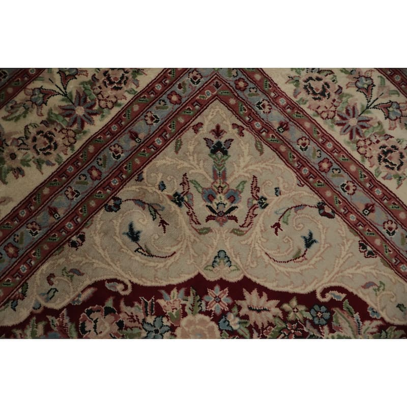 Hand Knotted Oriental 100% Wool Carpet Traditional Floral Red Aubusson Area Rug - 10' 3'' X 8' 0''