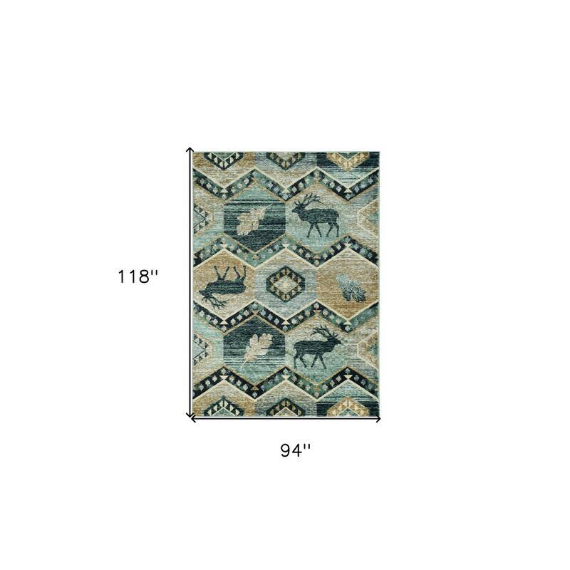 HomeRoots Abstract Contemporary Rectangle Outdoor Rug - 8' X 10'