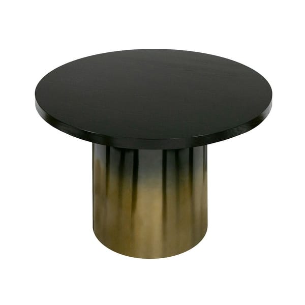Modrest Elmira Glam Black Ash & Gradient Stainless Steel Round Dining Table