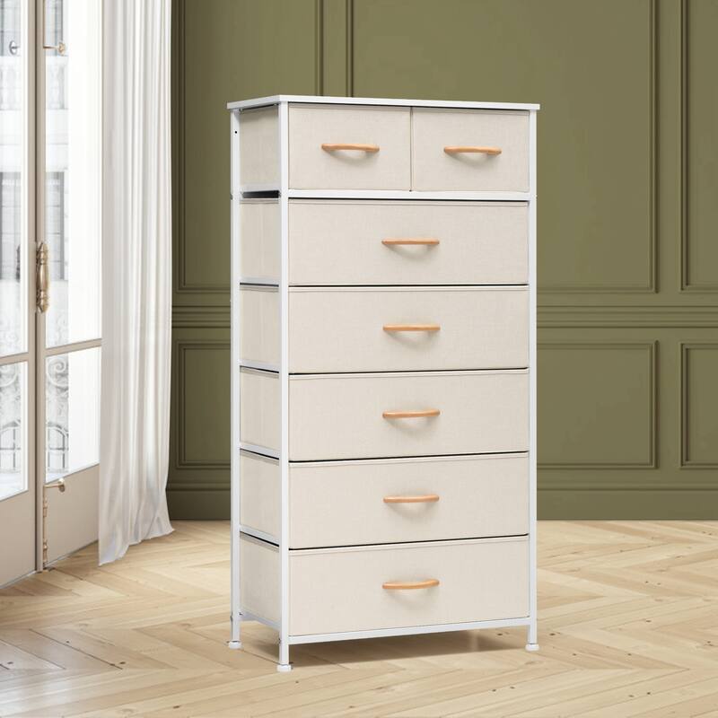 VredHom 7-drawer Storage Chest Dresser - Beige - 7-drawer