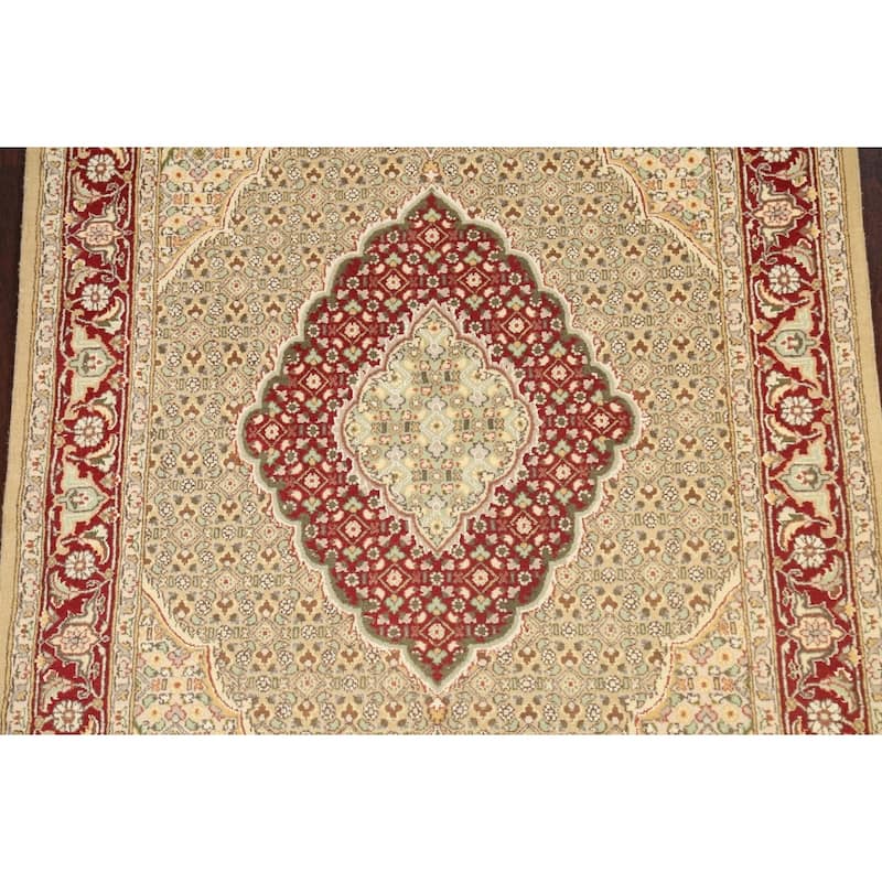 Wool/ Silk Vegetable Dye Tabriz Mahi Oriental Area Rug Hand-knotted - 4'0" x 6'4"