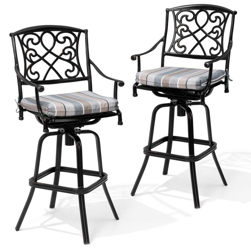 Crestlive Outdoor Patio Bar Height Swivel Bar Stool with Sunbrella Cushion
