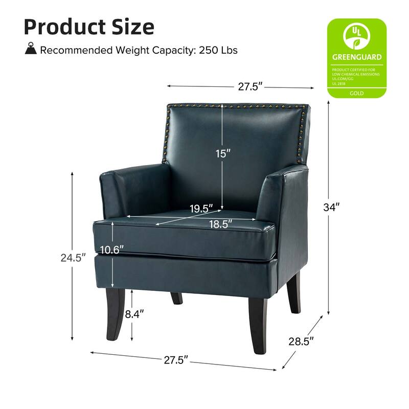 Nileus Contemporary and Classic Polyester Accent Chair with Solid Wooden Legs by HULALA HOME