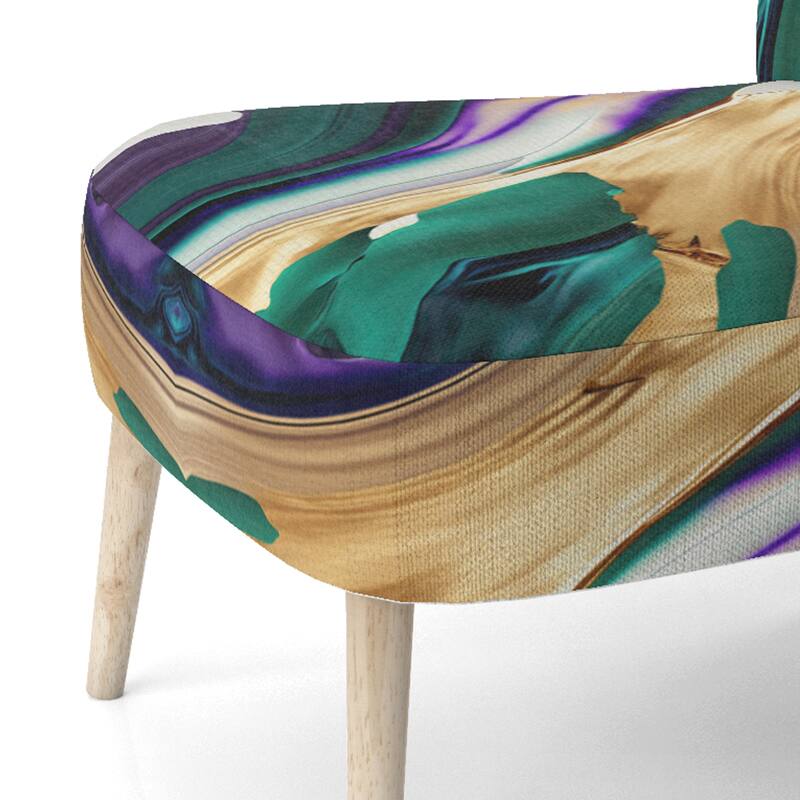Designart "Purple, Green And Gold Bold Strokes I" Upholstered Modern & Contemporary Accent Chair and Modern Arm Chair