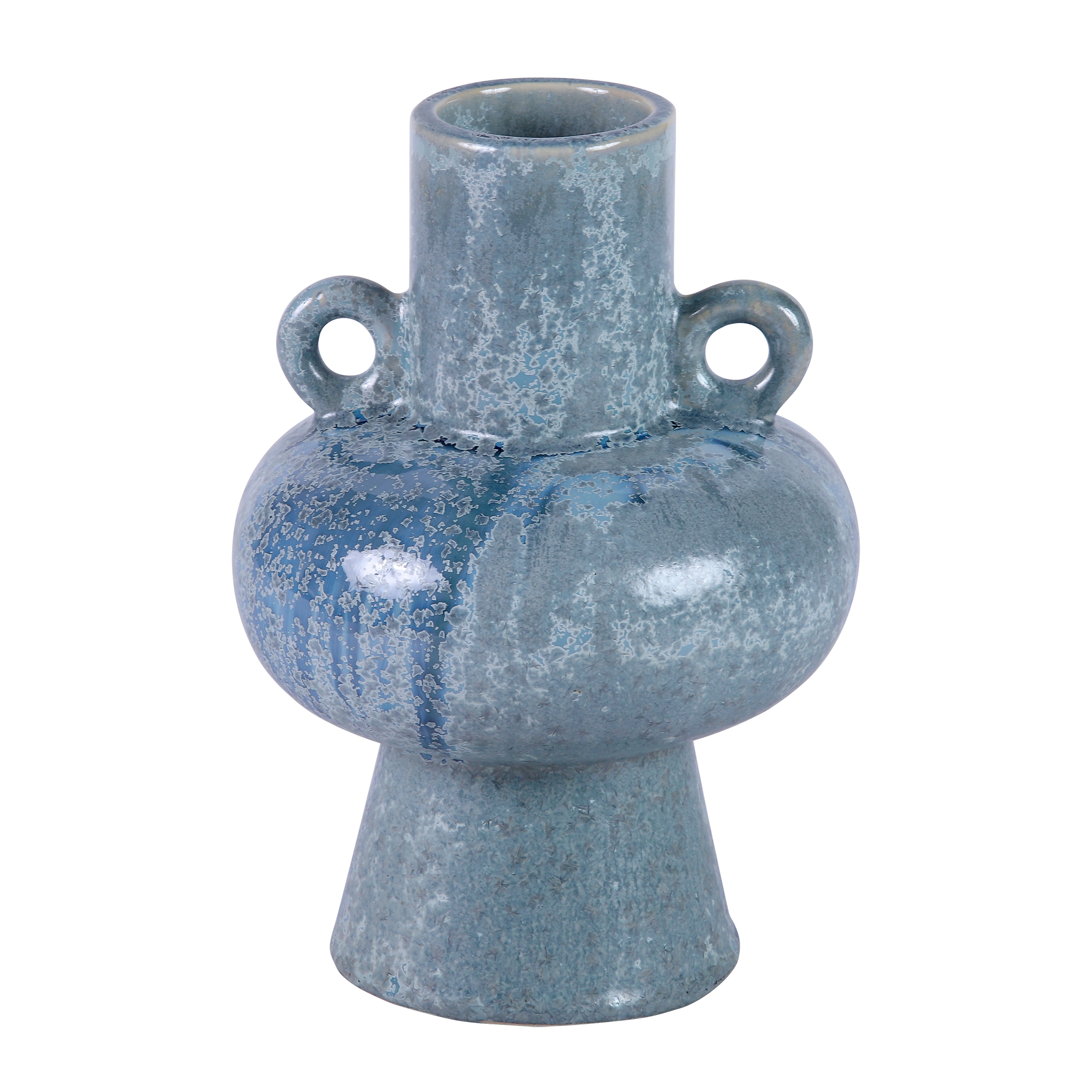 Elk Home Derry Blue Glazed Earthenware 6 Inch Wide Vase