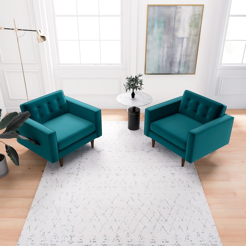 Koda Mid Century Velvet Lounge Chair (Set of 2)