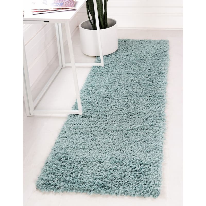 Shag Turhal Collection Area Rug - Aqua - 2'7"x20'