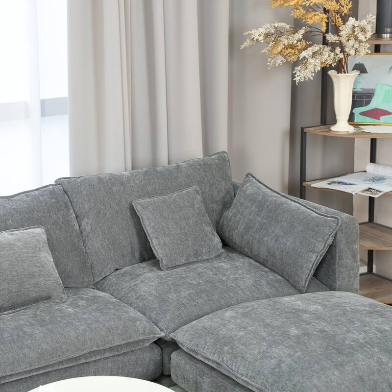 Sofa 144-in Casual Gray 6 -seater Reclining Sectional - 8' x 10'