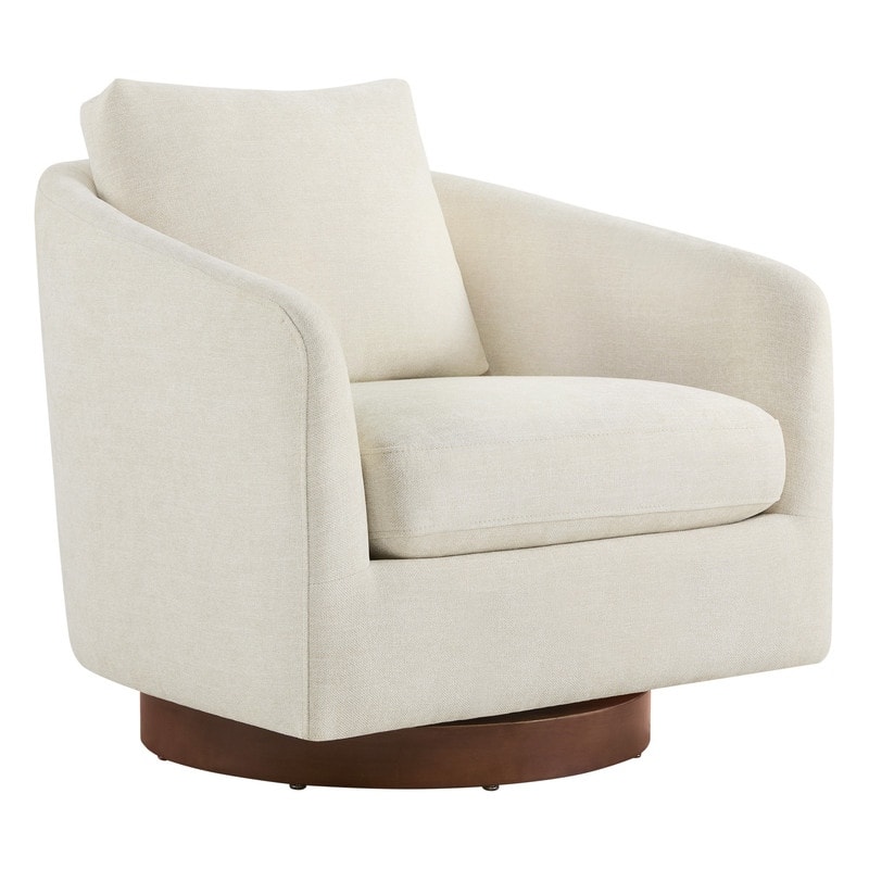 Spruce & Spring Classic Swivel Club Accent Chair with Back Cushion & Solid Wood Frame