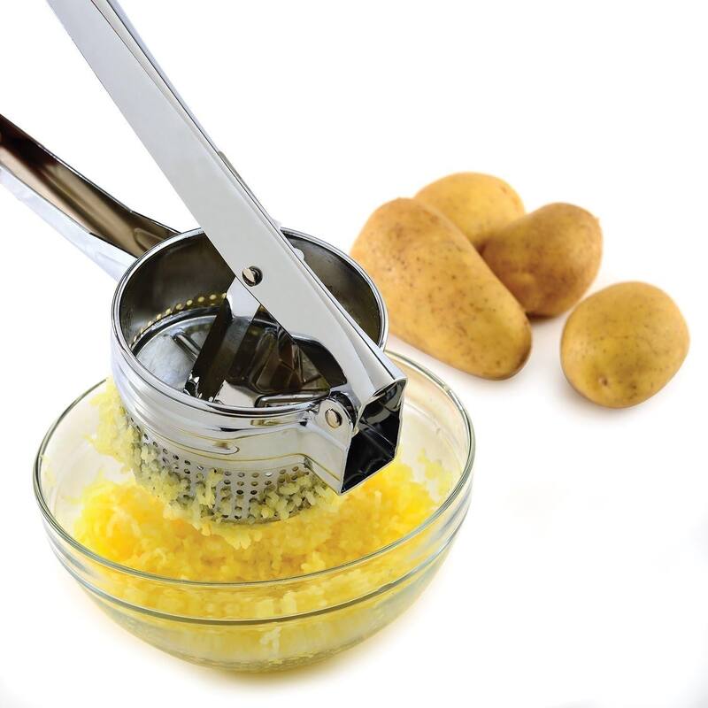 Norpro Chrome Finish Potato Ricer - 20oz Capacity- Fits Over Pots and Bowls for No Mess Use