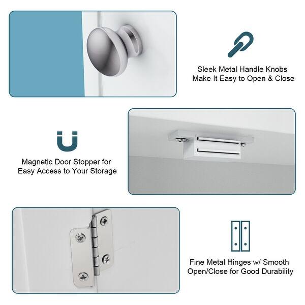 Shop Gymax White Wooden 2 Door Bathroom Cabinet Storage Cupboard 2 Shelves On Sale Overstock 23082007