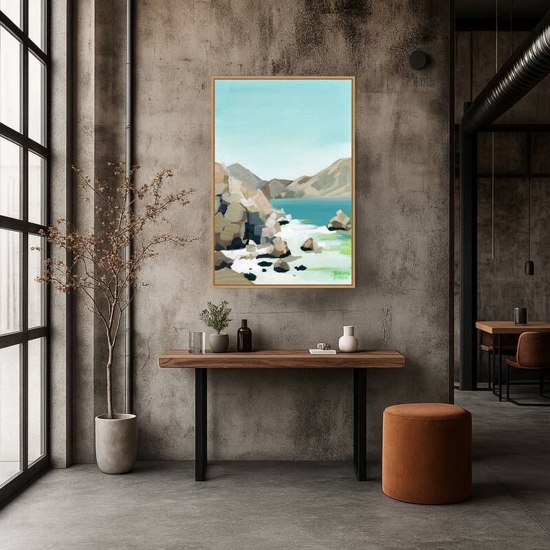 Rocky Coast by Brook Page Framed Canvas Wall Art Print