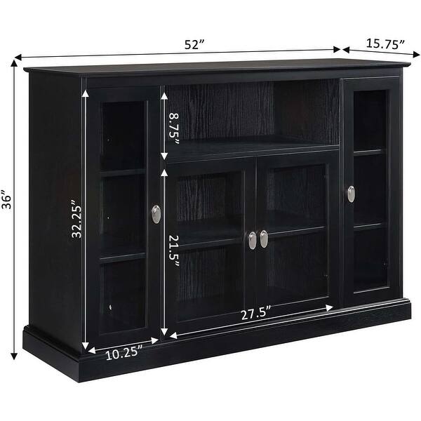Summit Highboy TV Stand with Storage Cabinets and Shelves , Black - Bed ...
