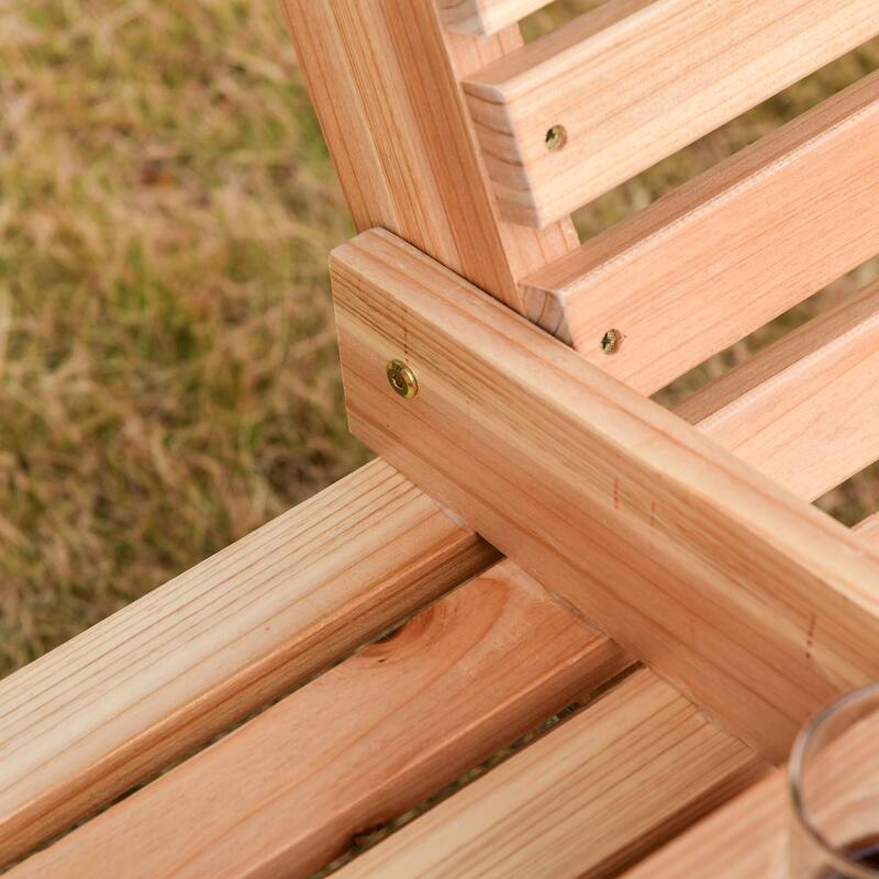 Wood 3-Seater Porch Swing with Table
