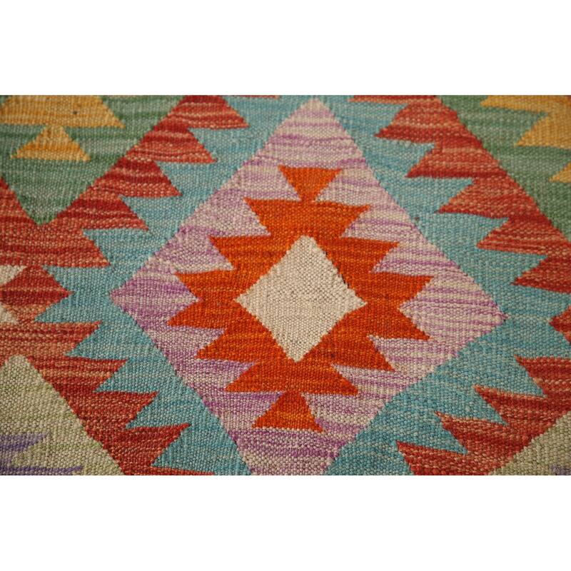 Reversible Kilim Area Rug Oriental Hand-Woven Wool Carpet - 3'4"x 5'1"