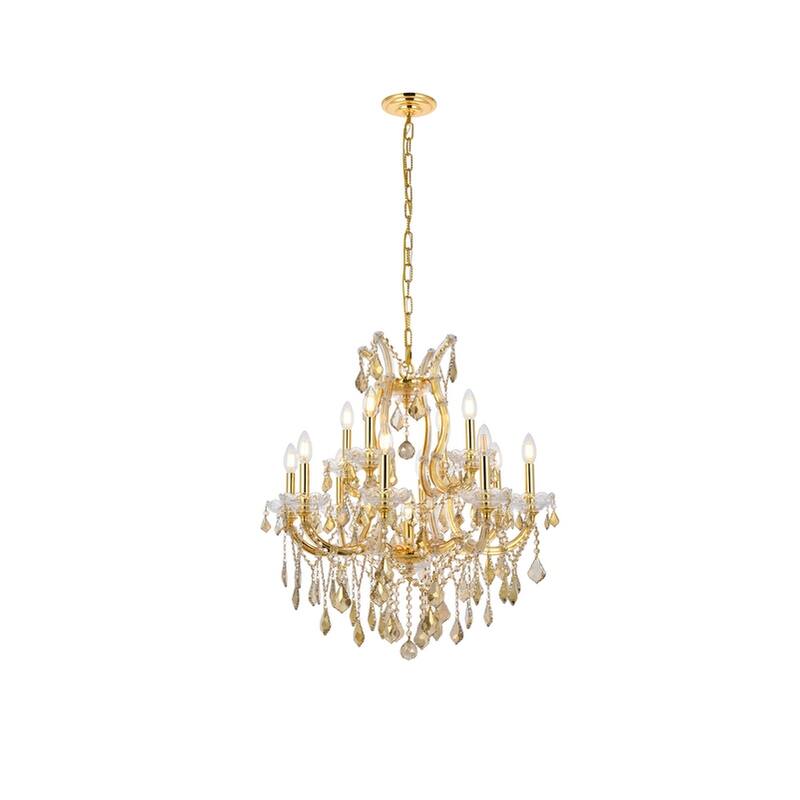 Fleur Illumination Collection Chandelier D:27in H:26in Lt:13 Gold Finish - Gold/royal cut crystals (golden teak)