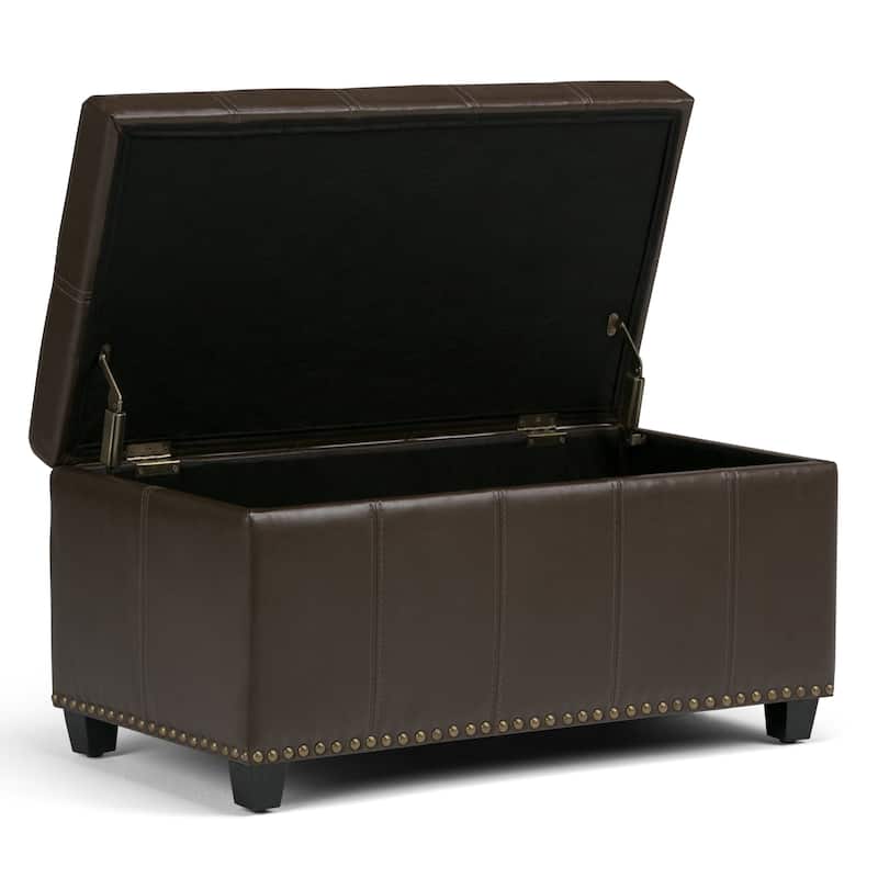 WYNDENHALL Megan 34 inch Wide Transitional Rectangle Storage Ottoman