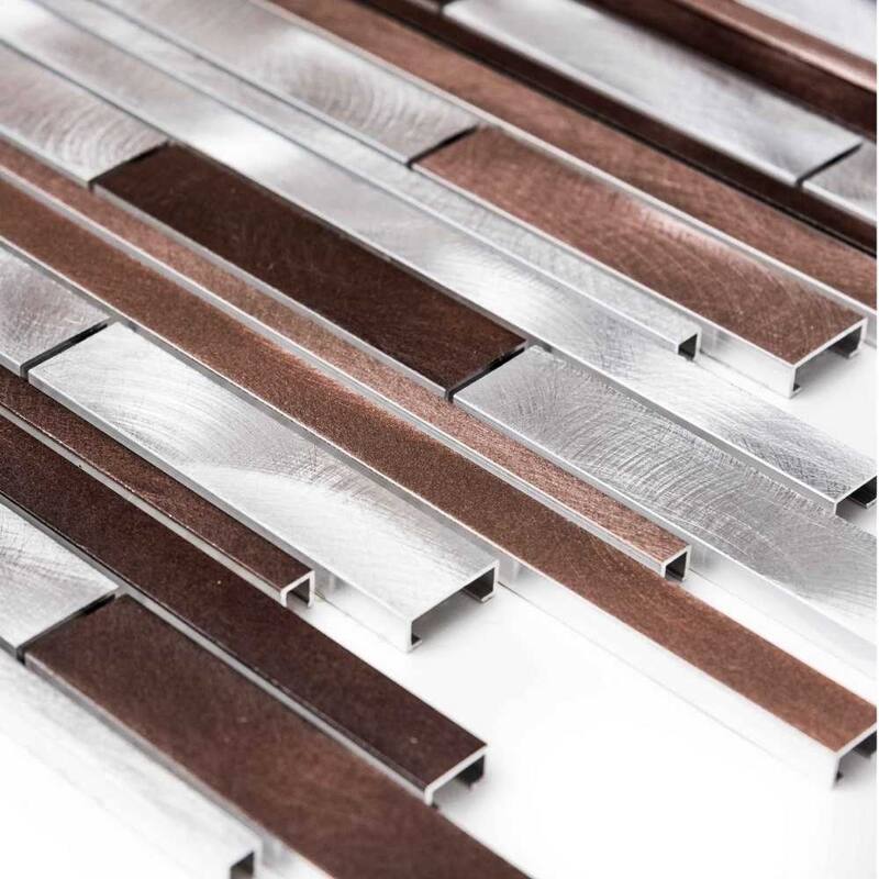 The Tile Life Mason 1x3 Noce Metal Backsplash Wall Tile