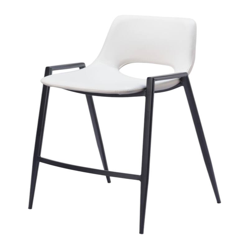 Set of 2 Faux Leather Low Back Chairs with Steel Frame and Footrest