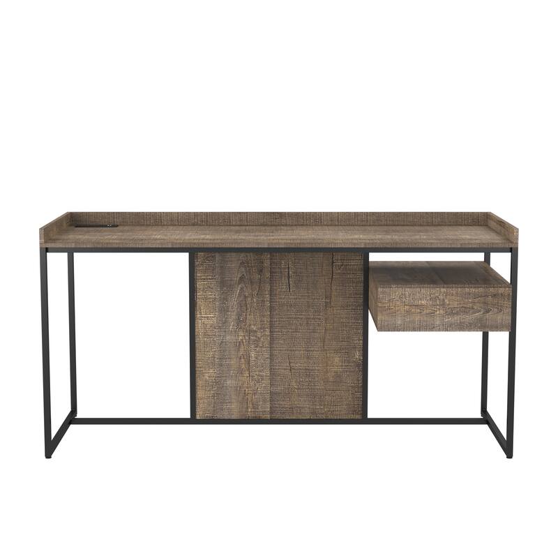 Jaxon Industrial 63-inch Steel Computer Desk with USB Ports by Furniture of America