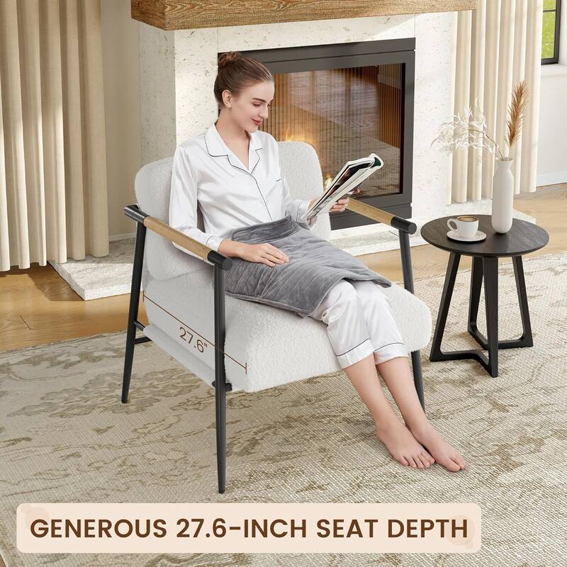 Cozy Sherpa Upholstery Ergonomic Accent Sofa Chair for Living Room or Bedroom