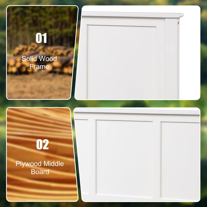 Costway Full Wood Headboard Flat Panel Pre-drilled Holes Height