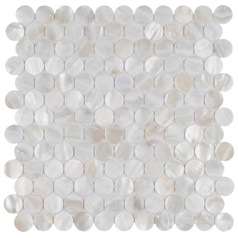 Merola Tile Conchella Penny White 11-1/4" x 11-5/8" Natural Shell Wall Tile