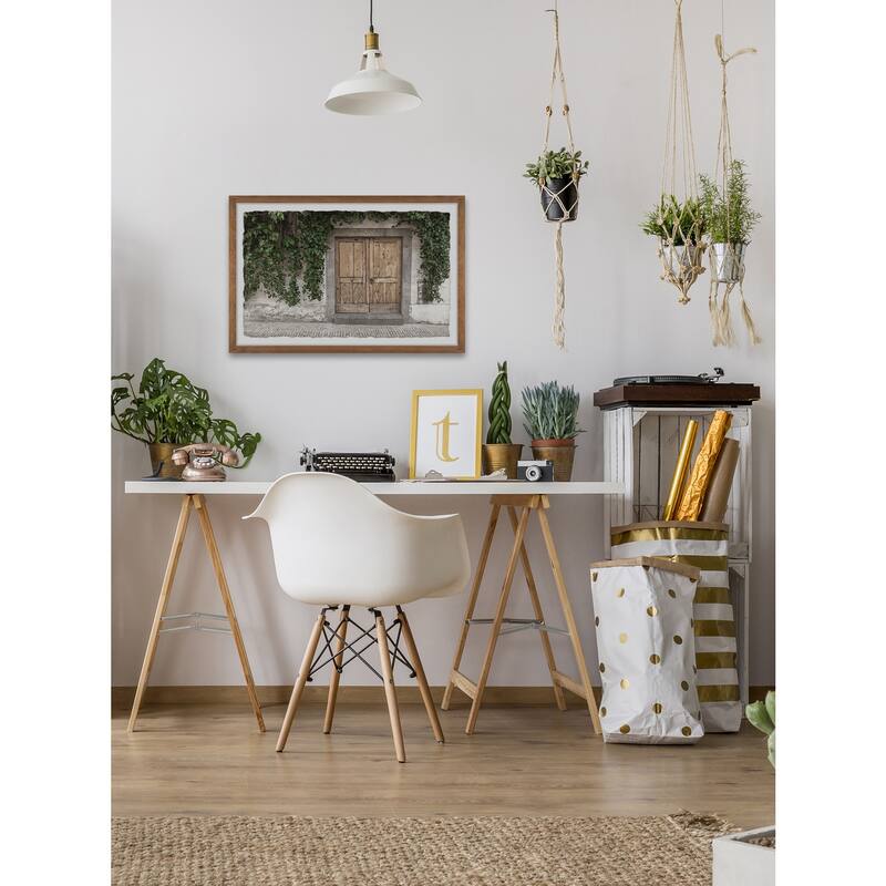 Old Wooden Door Framed Wall Art, Elegant Home Touch - Sophisticated Artwork for Refined Décor