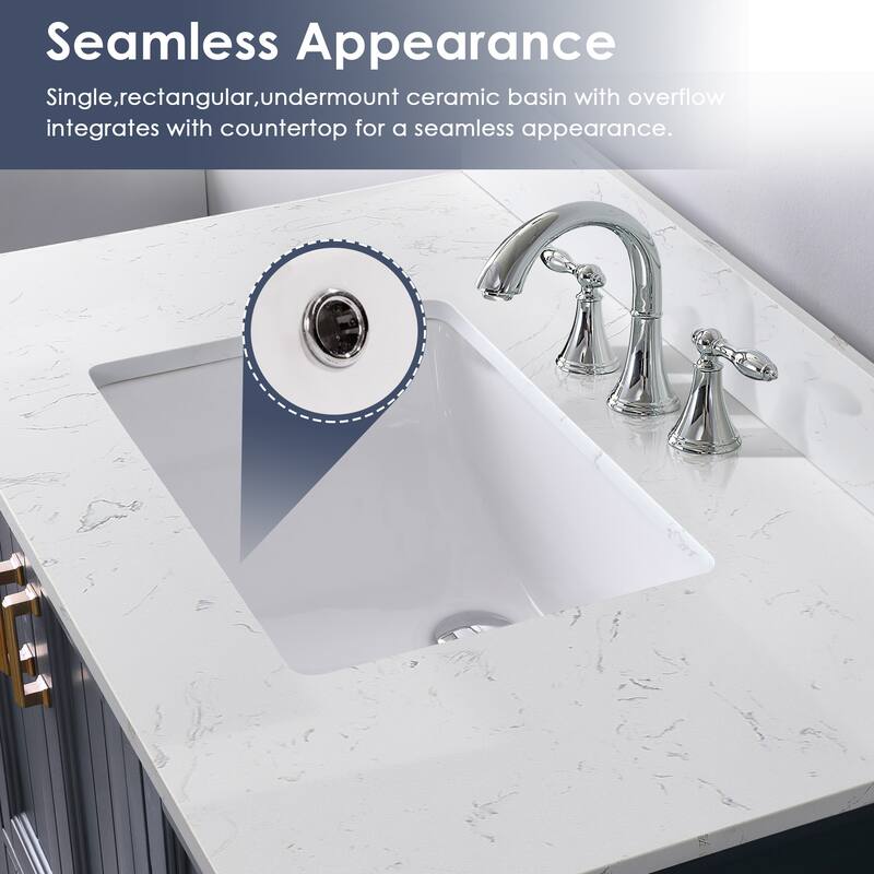 Altair Isla Single Bathroom Vanity Set and Aosta White Countertop with Mirror