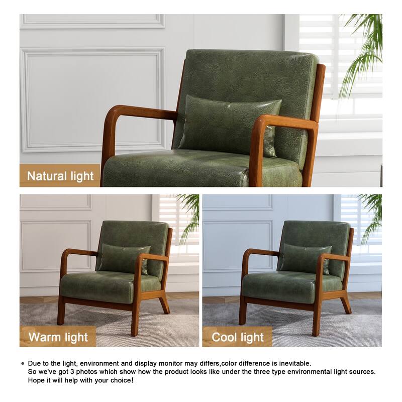 Mid Century Solid Wood Upholstered Accent Chair
