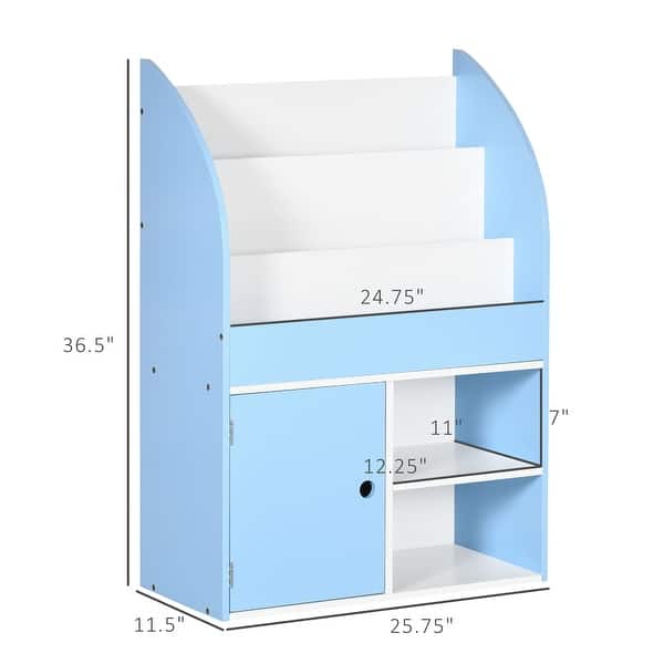 dimension image slide 0 of 2, Multi-Purpose Kids Toy Storage Organizer Bookshelf with Cabinet