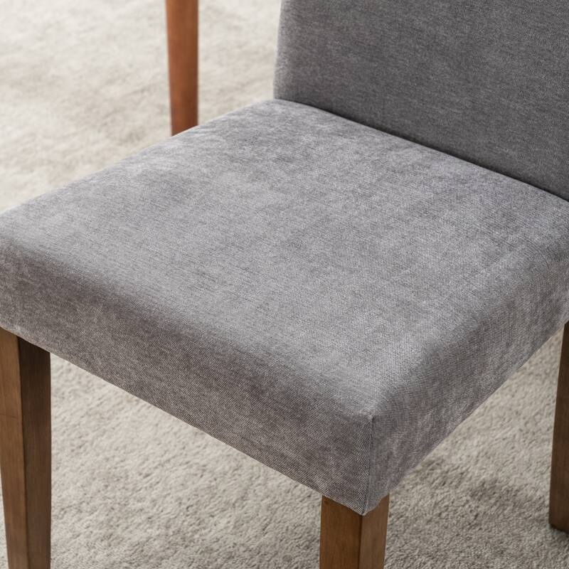 Upholstered Modern Dining Chairs, Linen Fabric Side Chairs Set of 2
