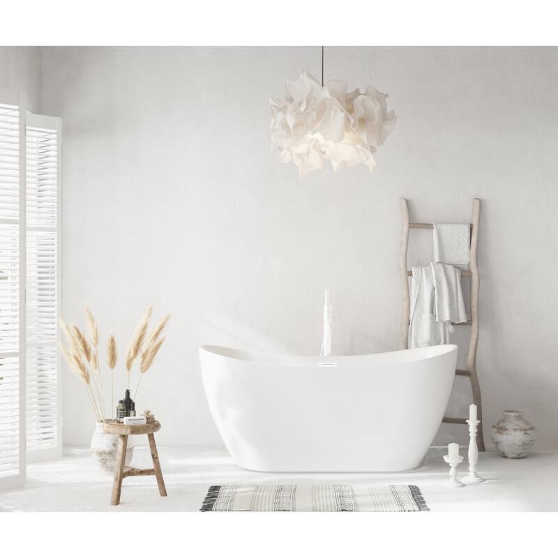 Morris Bathtub in Glossy White - Glossy White with Polished White Trim - 59"
